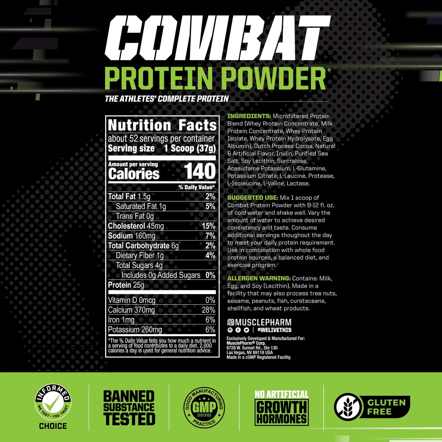 MusclePharm | Combat Protein Powder 4lbs